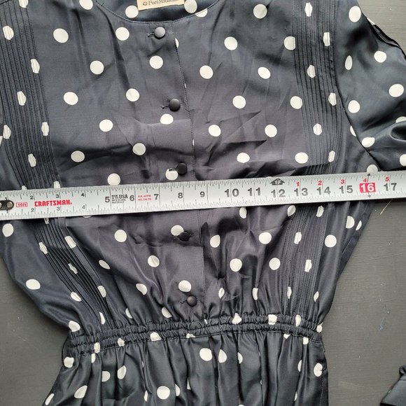 Vintage 80s Graphic Black Polka Dot Secretary Dress - Picture 6 of 15